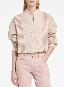Vanessa Bruno LIDIANE - Wijd, Gestreept Overhemd Van Katoen | Beige