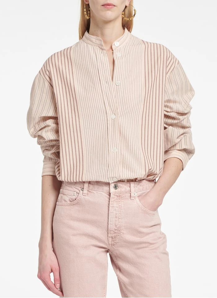Vanessa Bruno LIDIANE - Wijd, Gestreept Overhemd Van Katoen | Beige 3 Vanessa Bruno LIDIANE - Wijd, Gestreept Overhemd Van Katoen | Beige