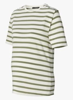 SUPERMOM EDISON - Katoenen Zwangerschapsshirt Met Matrozenstrepen | Kaki -MORGAN Verkoop 4003899