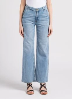 Reiko POM - Wijde Jeans Van Katoenmix Met Uitlopende Pijpen | Jeans Verschoten