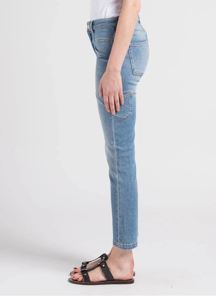 Reiko NINE - Boyfriend-jeans Met Lage Taille Katoenblend | Blauw 5 Reiko NINE - Boyfriend-jeans Met Lage Taille Katoenblend | Blauw - Afbeelding 3