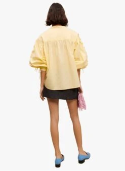 Maje LAMIL - Katoenen Blouse Met Rijgdetails | Geel -MORGAN Verkoop 4010995
