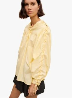 Maje LAMIL - Katoenen Blouse Met Rijgdetails | Geel -MORGAN Verkoop 4010997