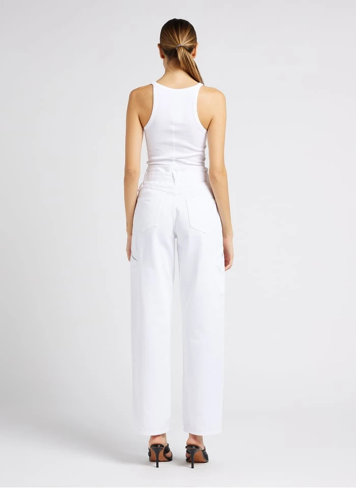 IRO JINN - Katoenen Jeans Met Hoge Taille En Wijd Uitlopende Pijpen | Wit 10 IRO JINN - Katoenen Jeans Met Hoge Taille En Wijd Uitlopende Pijpen | Wit - Afbeelding 8