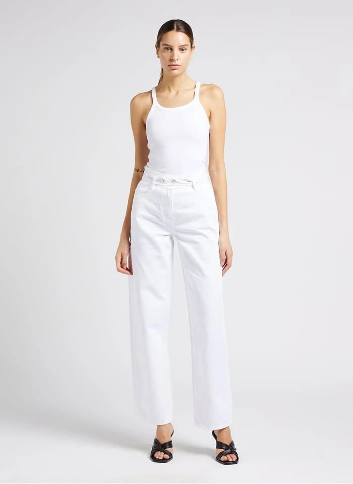 IRO JINN - Katoenen Jeans Met Hoge Taille En Wijd Uitlopende Pijpen | Wit 9 IRO JINN - Katoenen Jeans Met Hoge Taille En Wijd Uitlopende Pijpen | Wit - Afbeelding 7