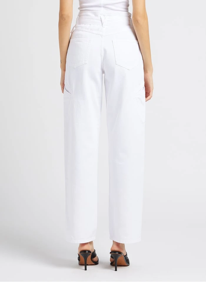 IRO JINN - Katoenen Jeans Met Hoge Taille En Wijd Uitlopende Pijpen | Wit 4 IRO JINN - Katoenen Jeans Met Hoge Taille En Wijd Uitlopende Pijpen | Wit - Afbeelding 2