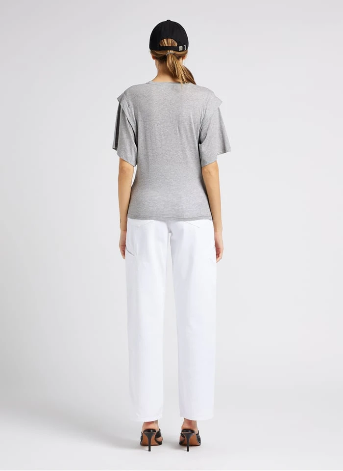 IRO JINN - Katoenen Jeans Met Hoge Taille En Wijd Uitlopende Pijpen | Wit 14 IRO JINN - Katoenen Jeans Met Hoge Taille En Wijd Uitlopende Pijpen | Wit - Afbeelding 12