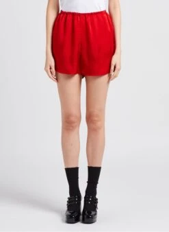 American Vintage SHANING - Recht Short Met Textuur | Rood