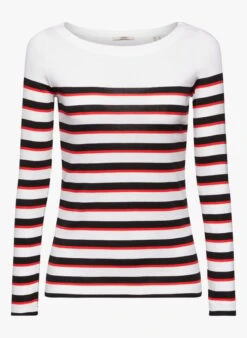 ESPRIT Gestreept, Katoenen T-shirt Met Ronde Hals | Zwart -MORGAN Verkoop 4013584