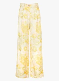 Momoni Wijde, Zijden Broek Met Print | Oranje -MORGAN Verkoop 4021559