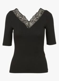 YAS Slim-fit Top Van Viscose | Zwart -MORGAN Verkoop 4021592