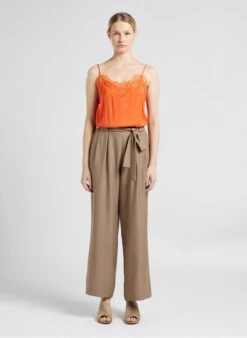 Vila Wijde Broek Met Hoge Taille | Bruin -MORGAN Verkoop 4022487