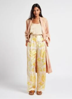 Momoni Wijde, Zijden Broek Met Print | Oranje -MORGAN Verkoop 4023189