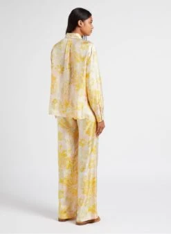 Momoni Wijde, Zijden Broek Met Print | Oranje -MORGAN Verkoop 4023255