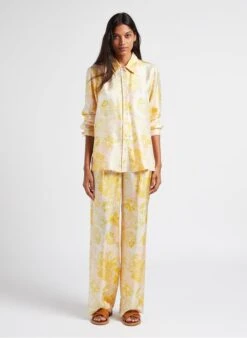 Momoni Wijde, Zijden Broek Met Print | Oranje -MORGAN Verkoop 4023256