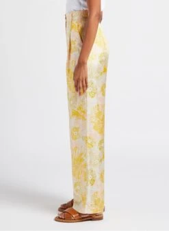 Momoni Wijde, Zijden Broek Met Print | Oranje -MORGAN Verkoop 4023264