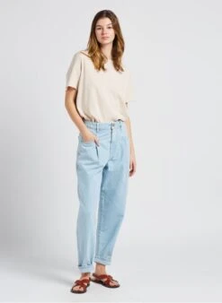 American Vintage SONOMA - Katoenen T-shirt Met Ronde Hals | Beige -MORGAN Verkoop 4023919