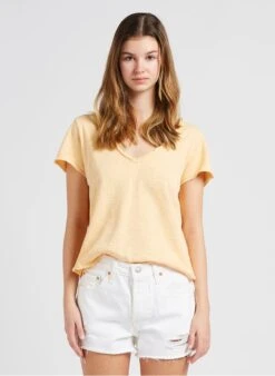 American Vintage SONOMA - Katoenen T-shirt Met V-hals | Oranje