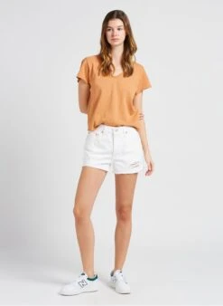 American Vintage SONOMA - Katoenen T-shirt Met V-hals | Oranje -MORGAN Verkoop 4024043