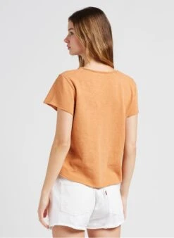 American Vintage SONOMA - Katoenen T-shirt Met V-hals | Oranje -MORGAN Verkoop 4024044