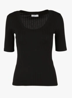 CLOSED T-shirt Van Katoenmix Met Ronde Hals | Zwart -MORGAN Verkoop 4027831