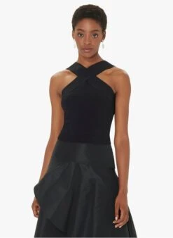 Tara Jarmon PRANA - Korte, Effen Top Met Overslag | Zwart -MORGAN Verkoop 4030193