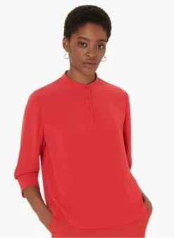 Tara Jarmon TITOUAN - Soepelvallende Top Met Maokraag | Rood