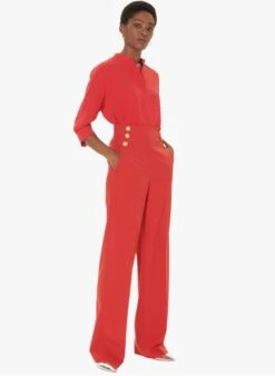 Tara Jarmon TITOUAN - Soepelvallende Top Met Maokraag | Rood -MORGAN Verkoop 4030743