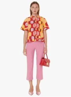 Tara Jarmon CAMMIE - Katoenen Overhemd Met Print | Rood -MORGAN Verkoop 4031004