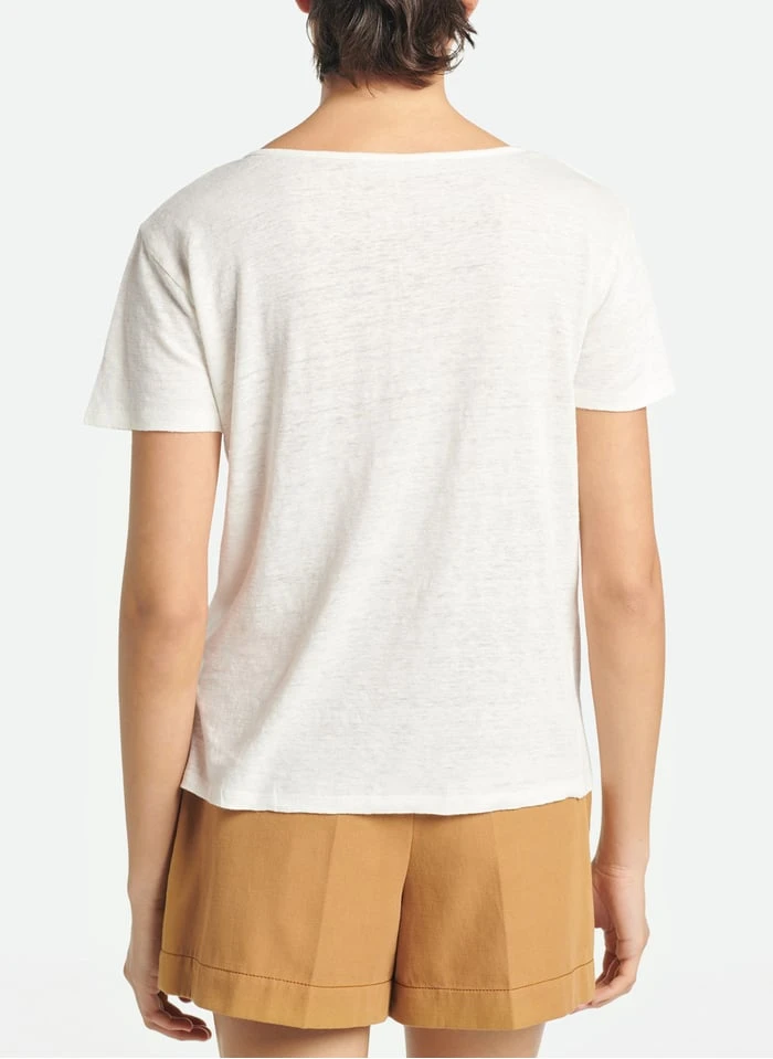 Vanessa Bruno AGATHE - Linnen T-shirt Met V-hals En Kant | Beige 4 Vanessa Bruno AGATHE - Linnen T-shirt Met V-hals En Kant | Beige - Afbeelding 2