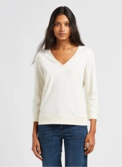 MAISON 123 CHARLOTTE - Katoenen Top Met V-hals En Stras | Beige