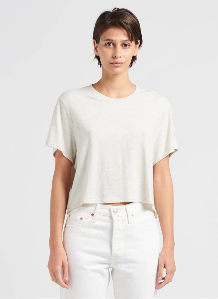 American Vintage YPAWOOD - T-shirt Met Ronde Hals Katoenblend Met Chiné-effect | Grijs 3 American Vintage YPAWOOD - T-shirt Met Ronde Hals Katoenblend Met Chiné-effect | Grijs