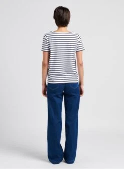 Armor-Lux Gestreept T-shirt Van Licht Katoen Met Boothals | Wit -MORGAN Verkoop 4033166