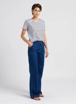 Armor-Lux Gestreept T-shirt Van Licht Katoen Met Boothals | Wit -MORGAN Verkoop 4033471