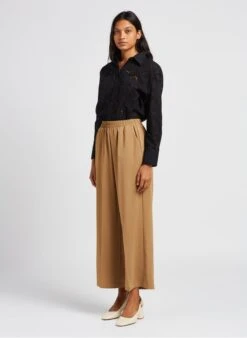 IVOIRE - Wijde, Soepelvallende Broek Met Hoge Taille | Beige -MORGAN Verkoop 4034954