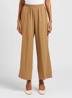 IVOIRE - Wijde, Soepelvallende Broek Met Hoge Taille | Beige