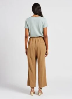 IVOIRE - Wijde, Soepelvallende Broek Met Hoge Taille | Beige -MORGAN Verkoop 4034959