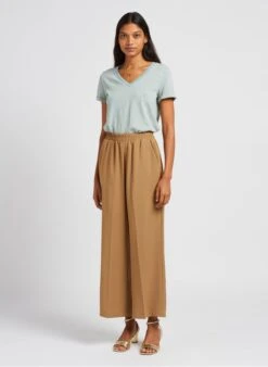 IVOIRE - Wijde, Soepelvallende Broek Met Hoge Taille | Beige -MORGAN Verkoop 4034960