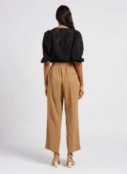 IVOIRE - Wijde, Soepelvallende Broek Met Hoge Taille | Beige -MORGAN Verkoop 4034963