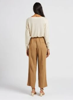 IVOIRE - Wijde, Soepelvallende Broek Met Hoge Taille | Beige -MORGAN Verkoop 4034967