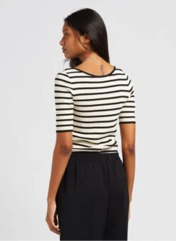 Geribde Stretchtop Met V-hals | Wit -MORGAN Verkoop 4034981