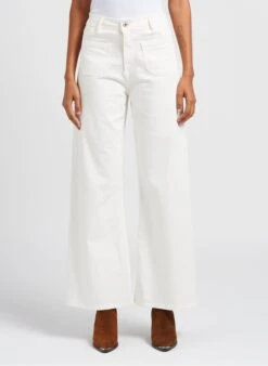Please Wijde, Katoenen Jeans Met Hoge Taille | Beige