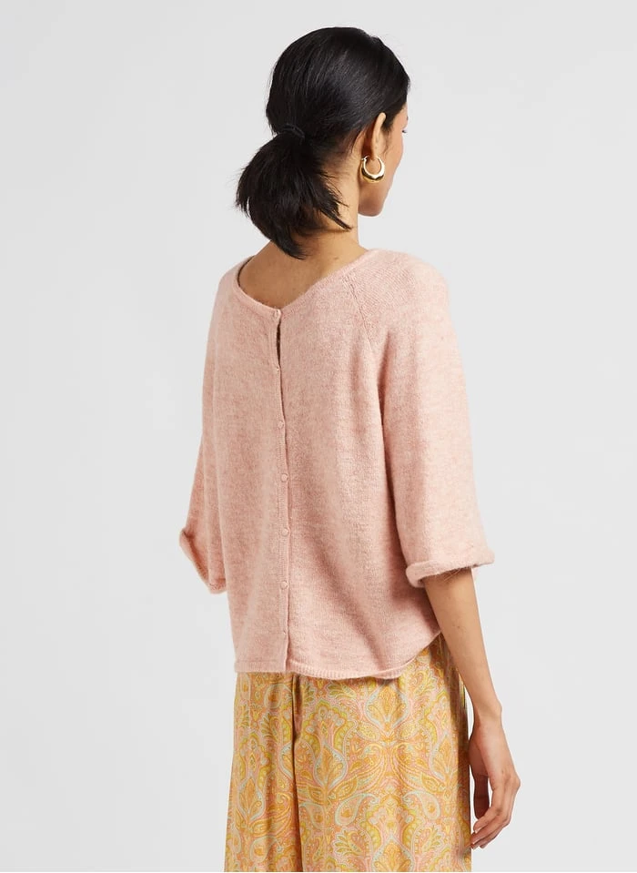 IDYLLE - Top Met Ronde Hals Wolblend | Roze 4 IDYLLE - Top Met Ronde Hals Wolblend | Roze - Afbeelding 2