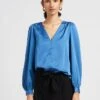 Vila Blouse Met Lange Mouwen En V-hals | Blauw -MORGAN Verkoop 4038646