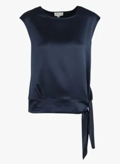 MAISON 123 HONORE - Mouwloze Blouse Met Strikdetail En Satijnglans | Blauw -MORGAN Verkoop 4040117