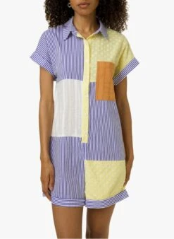 FRNCH LEOLINE - Katoenen Playsuit Met Klassieke Kraag | Geel