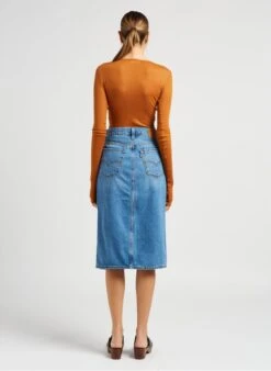 American Vintage MASSACHUSETTS - Katoenen T-shirt Met Ronde Hals En Lange Mouw | Bruin -MORGAN Verkoop 4043567