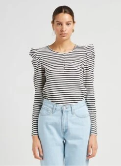 LE TEMPS DES CERISES DEMI - Gestreept T-shirt Met Ronde Hals Van Stretchkatoen | Gestreepte