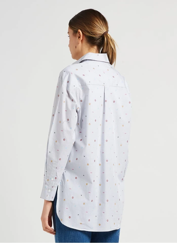 MAX & Co. TAMAJACQ - Katoenen Blouse Met Klassieke Kraag En Borduursel | Grijs 4 MAX & Co. TAMAJACQ - Katoenen Blouse Met Klassieke Kraag En Borduursel | Grijs - Afbeelding 2