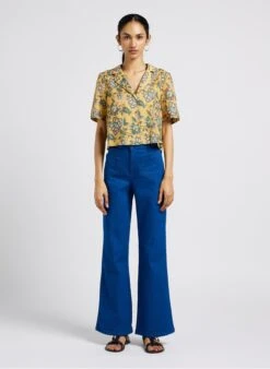 Louise Misha Wijde, Zijden Broek Met Hoge Taille En Bloemenprint | Geel 10 Louise Misha Wijde, Zijden Broek Met Hoge Taille En Bloemenprint | Geel -MORGAN Verkoop 4044213